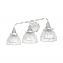 Hunter 19353 - Hunter Cypress Grove Brushed Nickel with Clear Holophane Glass 3 Light Bathroom Vanity Wall Light Fi