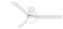 Hunter 51840 - Hunter 52 in Gilmour Matte White Low Profile Damp Rated Ceiling Fan w/ LED LT Kit & Handheld Remote