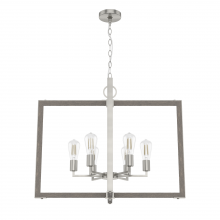 Hunter 19809 - Hunter Woodburn Brushed Nickel 6 Light Pendant Ceiling Light Fixture