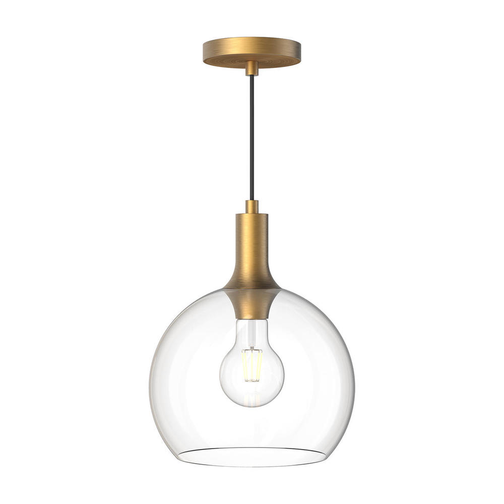 Castilla 10-in Aged Gold/Clear Glass 1 Light Pendant