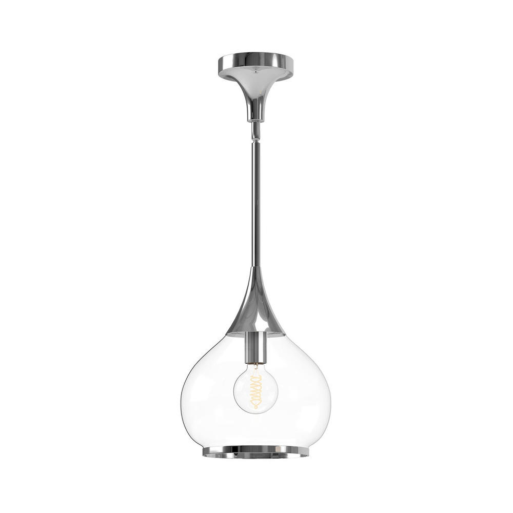 Hazel 10-in Chrome/Clear Glass 1 Light Pendant