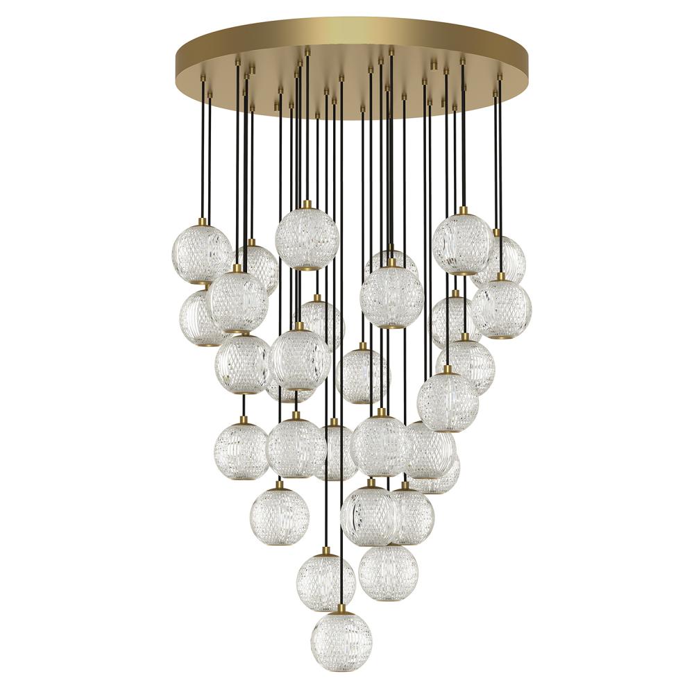 Marni 30 Head Natural Brass LED Multi Pendant