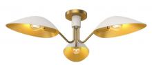 Alora Lighting SF550332WHAG - Oscar 32-in Aged Gold/White 3 Lights Semi Flush Mount