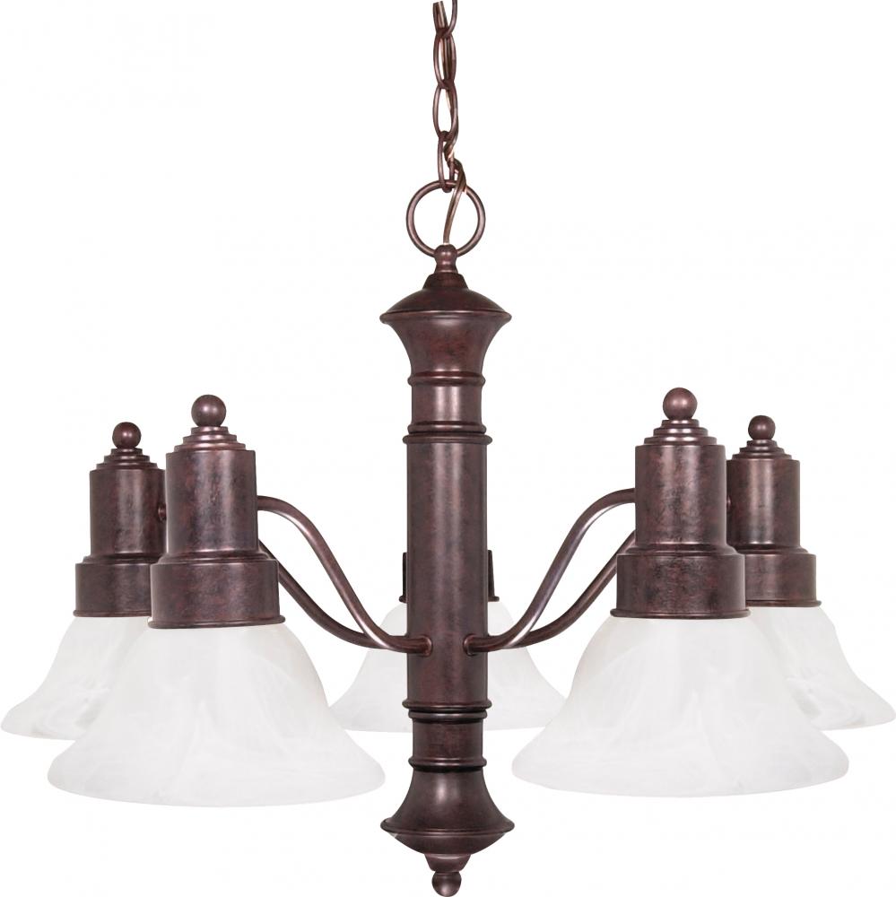 Gotham - 5 Light Chandelier with Alabaster Glass - Old Bronze Finish