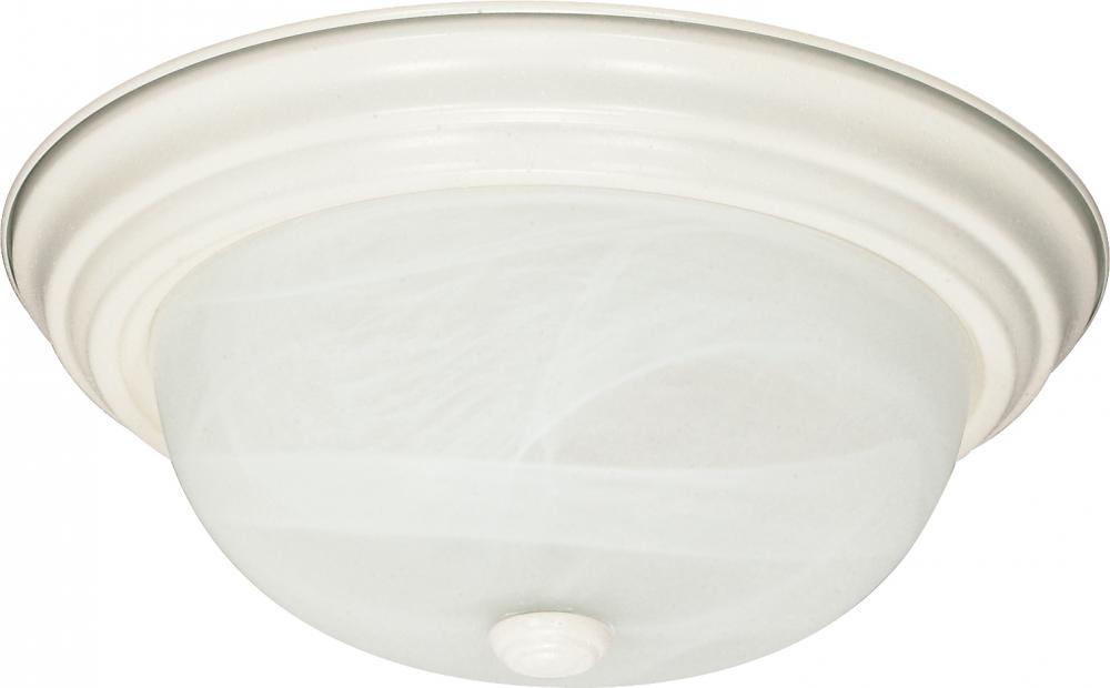 2 Light - 13" Flush with Alabaster Glass - Textured White Finish