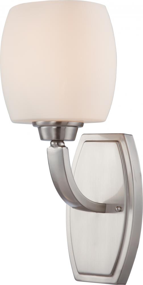 Helium - 1 Light Vanity with Satin White Glass - Brushed Nickel Finish