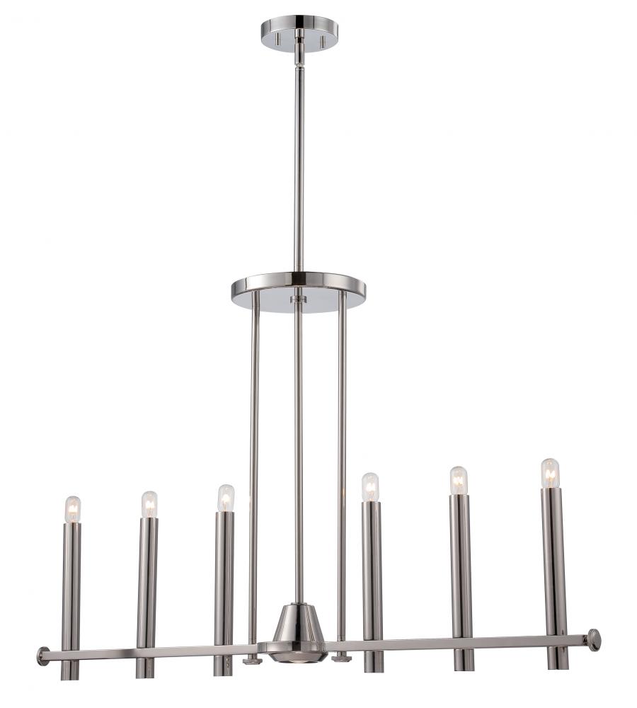 7-Light Island Pendant Lights in Polished Nickel Finish with (6) Vintage Light Bulbs + (1) Down