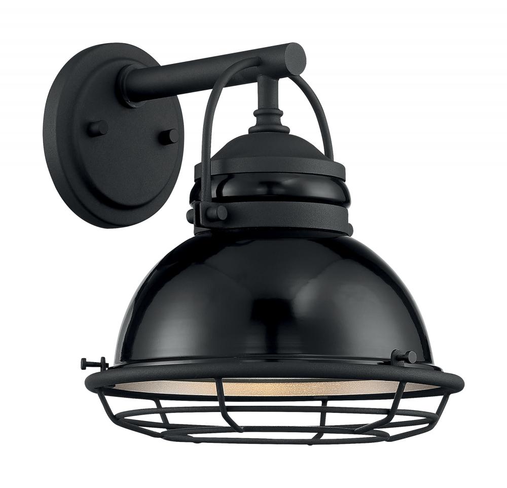 Upton - 1 Light Sconce with- Black and Silver & Black Accents Finish