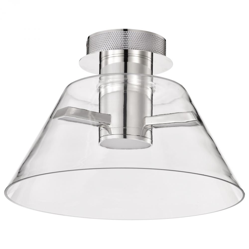 Edmond; 14 Inch LED Semi Flush; Polished Nickel with Clear Glass