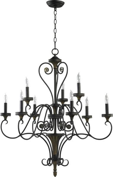 Nine Light Rustique Bronze Up Chandelier