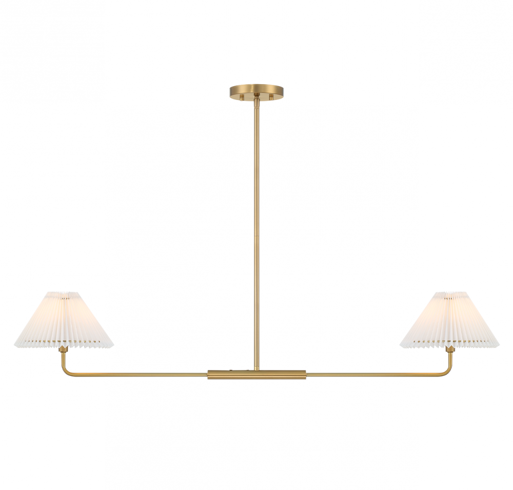 2-Light Linear Chandelier in Natural Brass