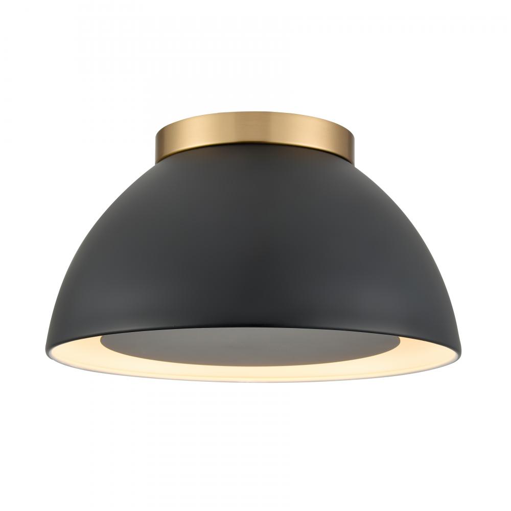 Pelham 10'' Wide 2-Light Flush Mount - Satin Brass with Matte Black