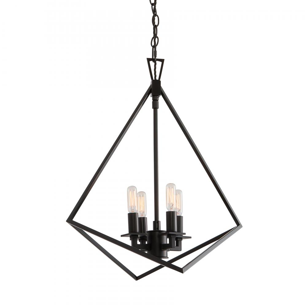 Trapezoid Cage 18&#39;&#39; Wide 4-Light Chandelier - Matte Black