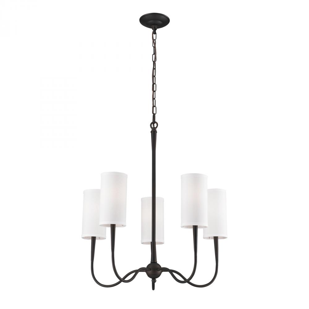 Five Light Oiled Bronze Up Chandelier