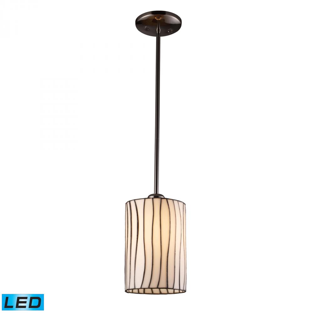 One Light Black Chrome Drum Shade Mini Pendant