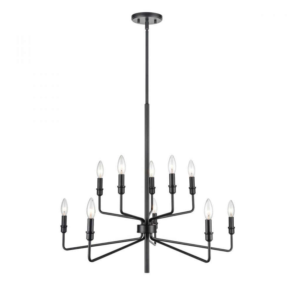 Saginaw 34'' Wide 10-Light Chandelier - Matte Black