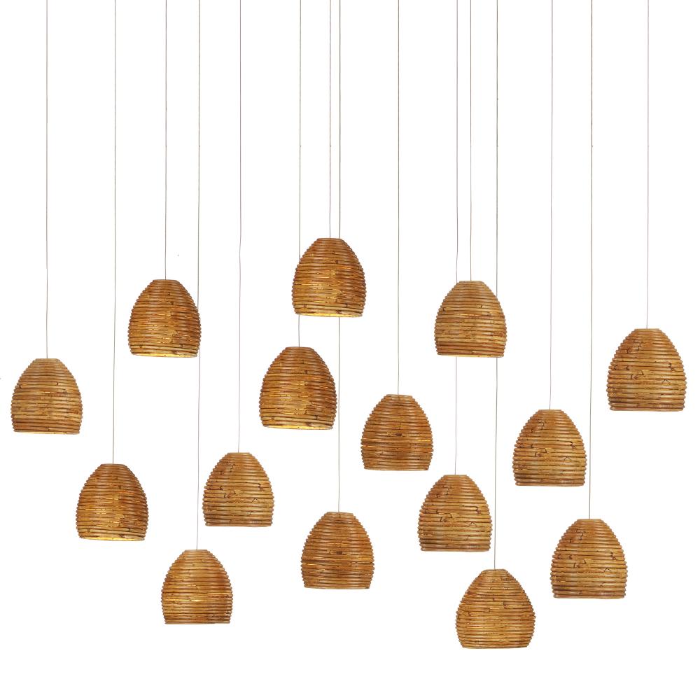 Beehive 15-Light Linear Multi-Drop Pendant