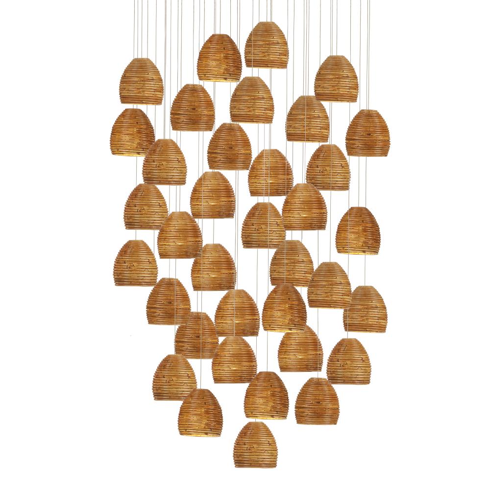 Beehive 36-Light Round Multi-Drop Pendant